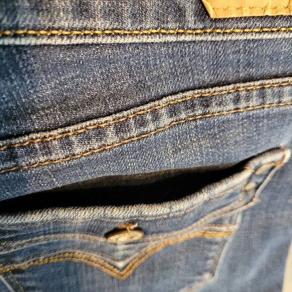 Levi's Jeans 8 S Straight 505 Open Button Flap Mid Rise Medium Wash Western - Picture 4 of 12